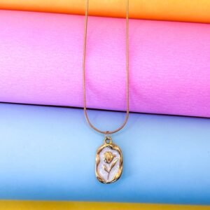 Gold Tulip Flower Anti-Tarnish Pendant Necklace