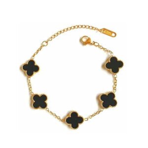 Stainless Steel Gold-Plated Charm Bracelet