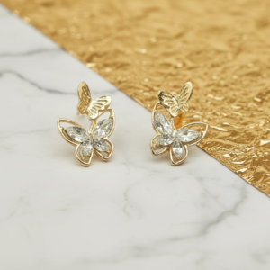 Golden Butterfly Crystal Earrings