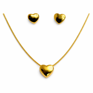 Gold Heart Necklace & Earrings Set