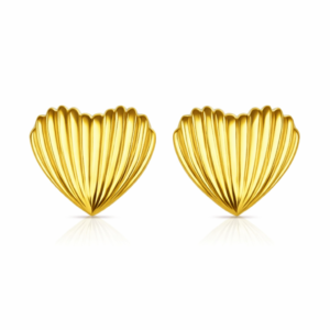 Gold Shell Heart Stud Earrings