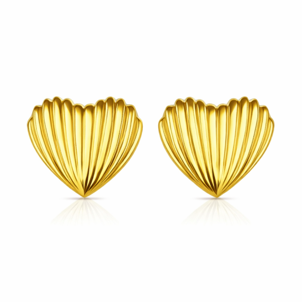 Gold Shell Heart Stud Earrings