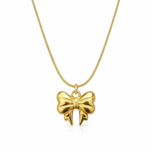 gold bow pendant necklace